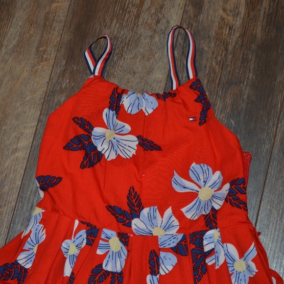Tommy Hilfiger Red Dress with Blue Flowers - Picture 4 of 10